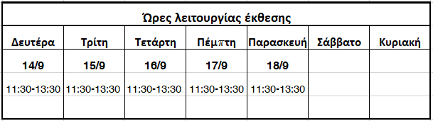 ώρες λειτουργίας για την τελευταία εβδομάδα